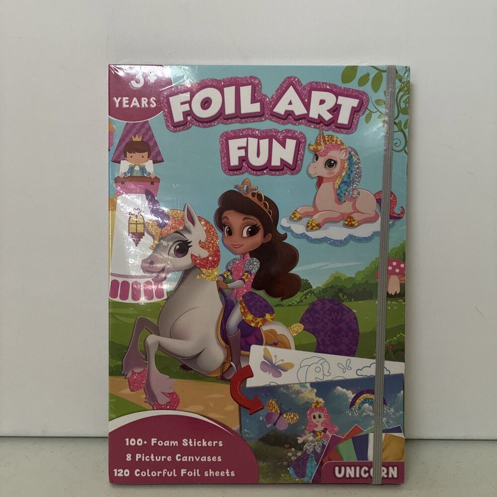 Foil Art Fun Unicorns & Princesses 100 + Foam Stickers 120 Foil Sheets Brand New